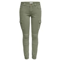 Pantalon cargo fermeture par bouton. fermeture éclair taille moyenne vert foncé en coton Vale