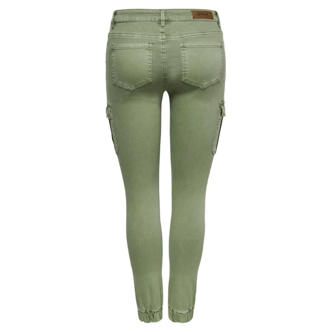 Pantalon cargo fermeture par bouton. fermeture éclair taille moyenne vert foncé en coton Vale