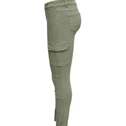 Pantalon cargo fermeture par bouton. fermeture éclair taille moyenne vert foncé en coton Vale
