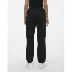 Pantalon cargo fermeture à cordon taille haute noir Léa