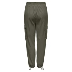 Pantalon cargo fermeture à cordon taille haute vert en coton Clio