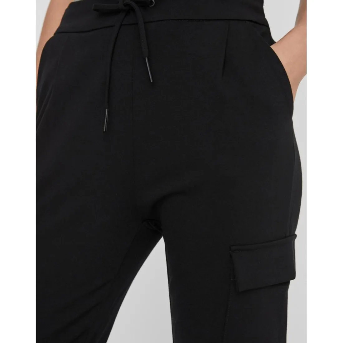 Pantalon cargo loose fit noir en viscose