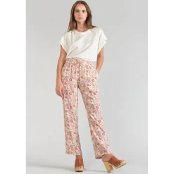 Pantalon carotte HENEL rose en viscose
