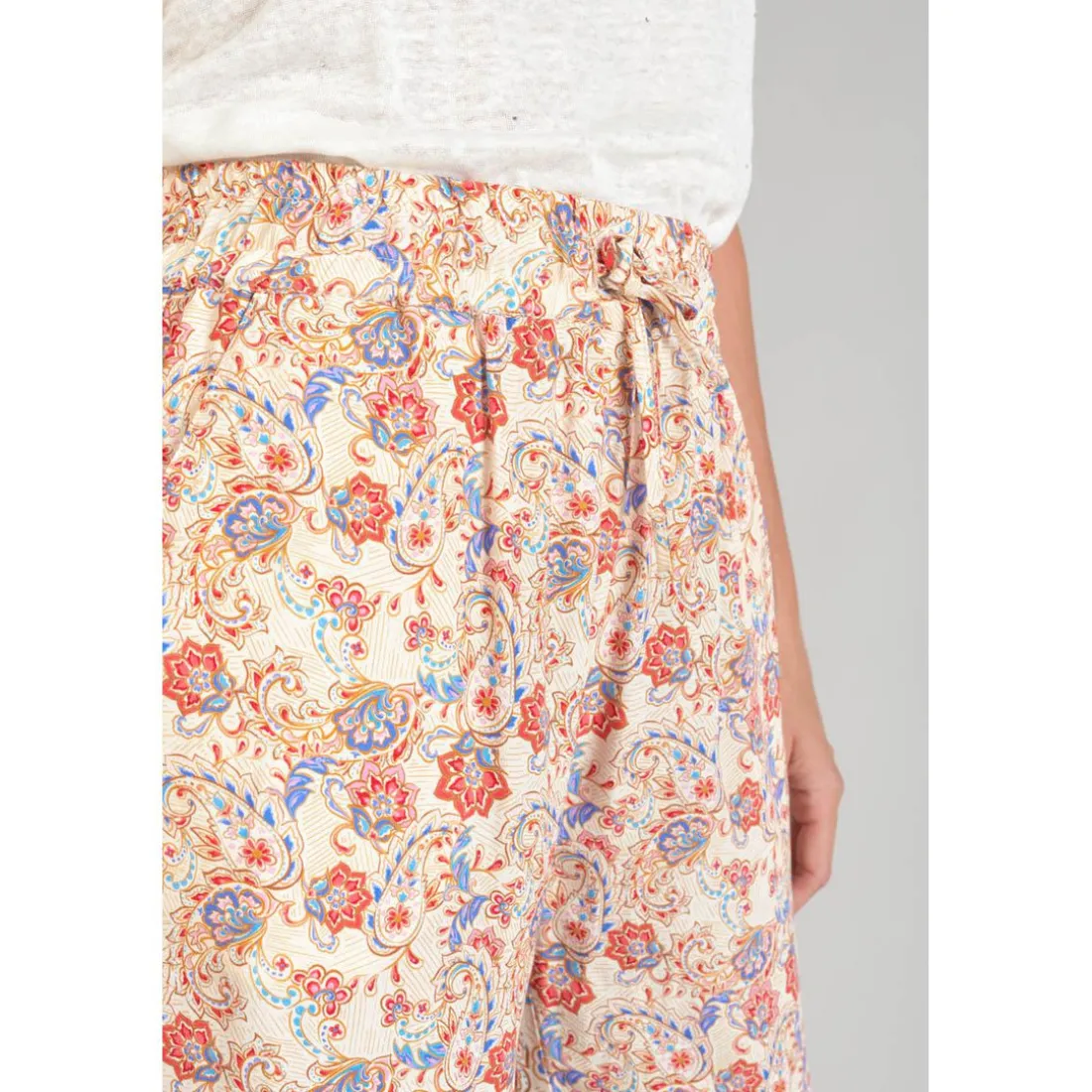 Pantalon carotte HENEL rose en viscose