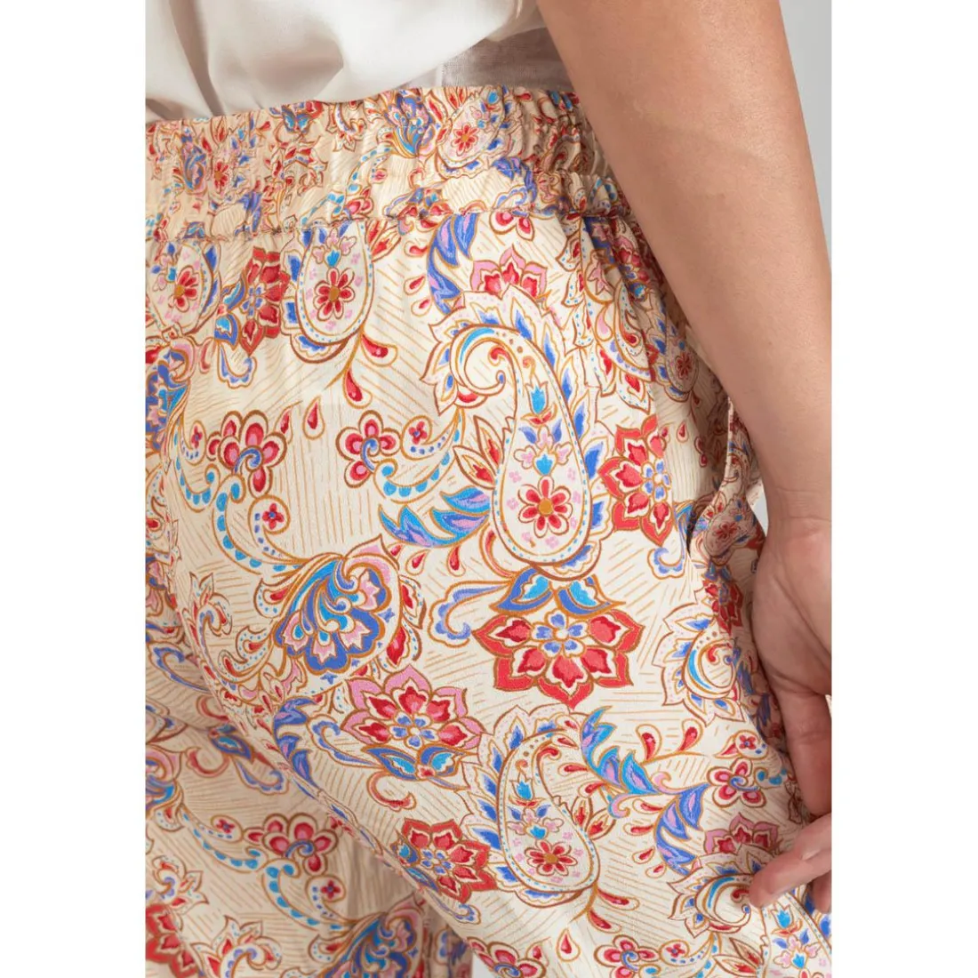 Pantalon carotte HENEL rose en viscose