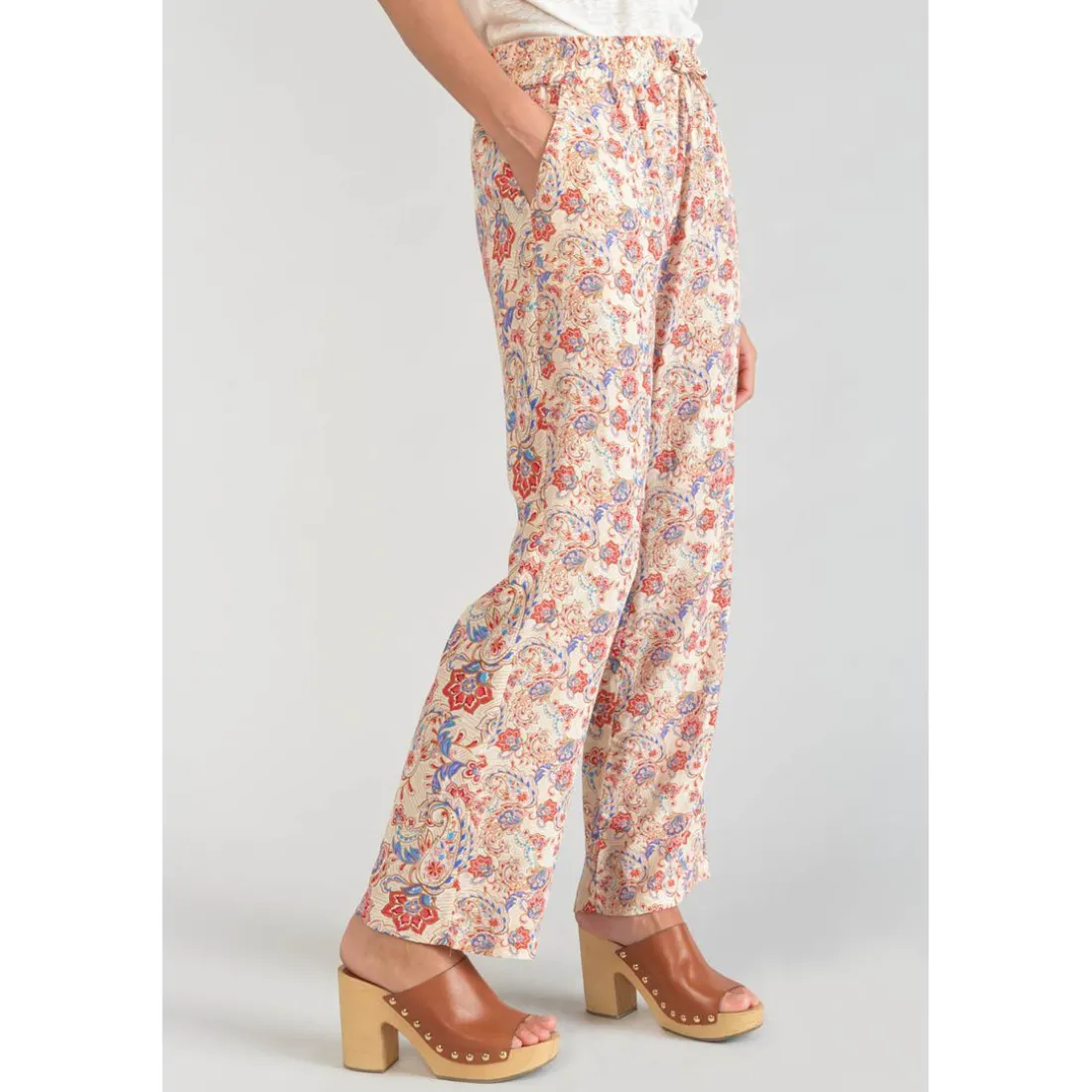 Pantalon carotte HENEL rose en viscose