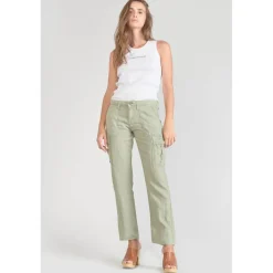 Pantalon carotte LOUISA blanc en lin