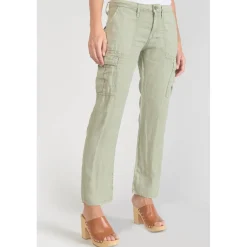 Pantalon carotte LOUISA blanc en lin
