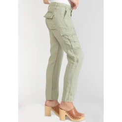 Pantalon carotte LOUISA blanc en lin
