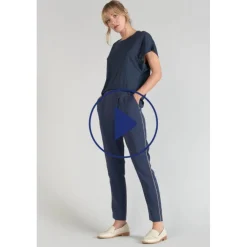 Pantalon carotte REYDEL bleu en viscose