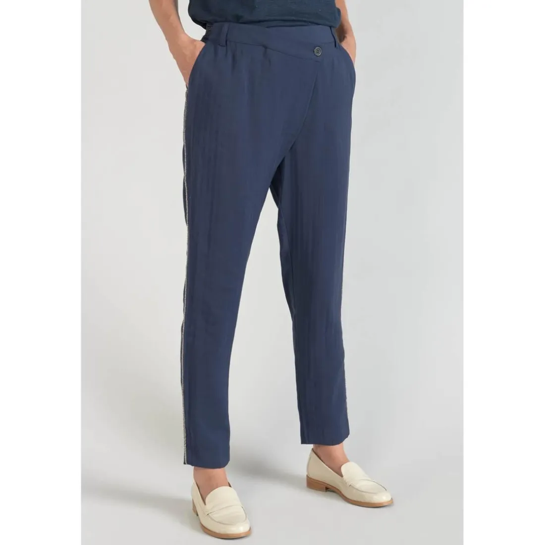 Pantalon carotte REYDEL bleu en viscose