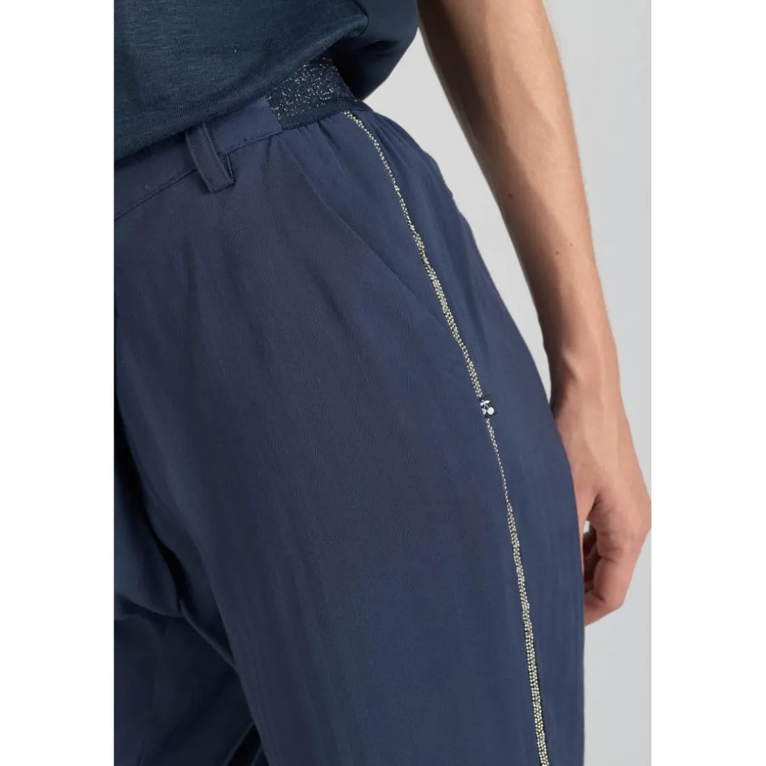 Pantalon carotte REYDEL bleu en viscose