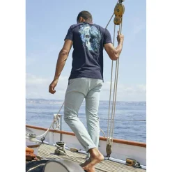 Pantalon chino CESAR vert d'eau en coton