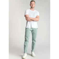 Pantalon chino CESAR vert d'eau en coton