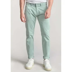 Pantalon chino CESAR vert d'eau en coton