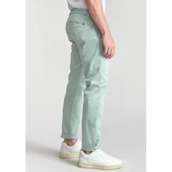 Pantalon chino CESAR vert d'eau en coton