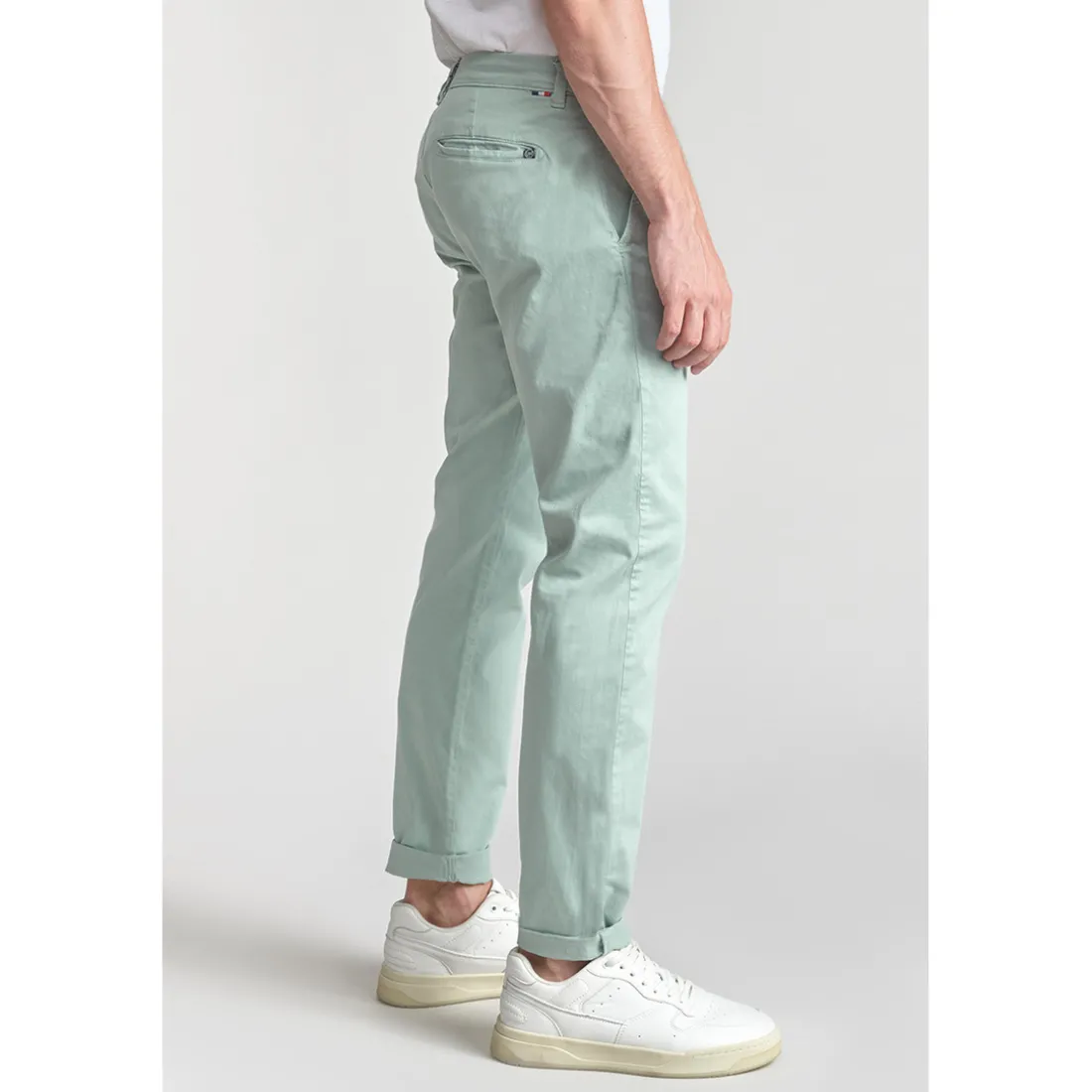 Pantalon chino CESAR vert d'eau en coton