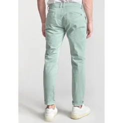 Pantalon chino CESAR vert d'eau en coton