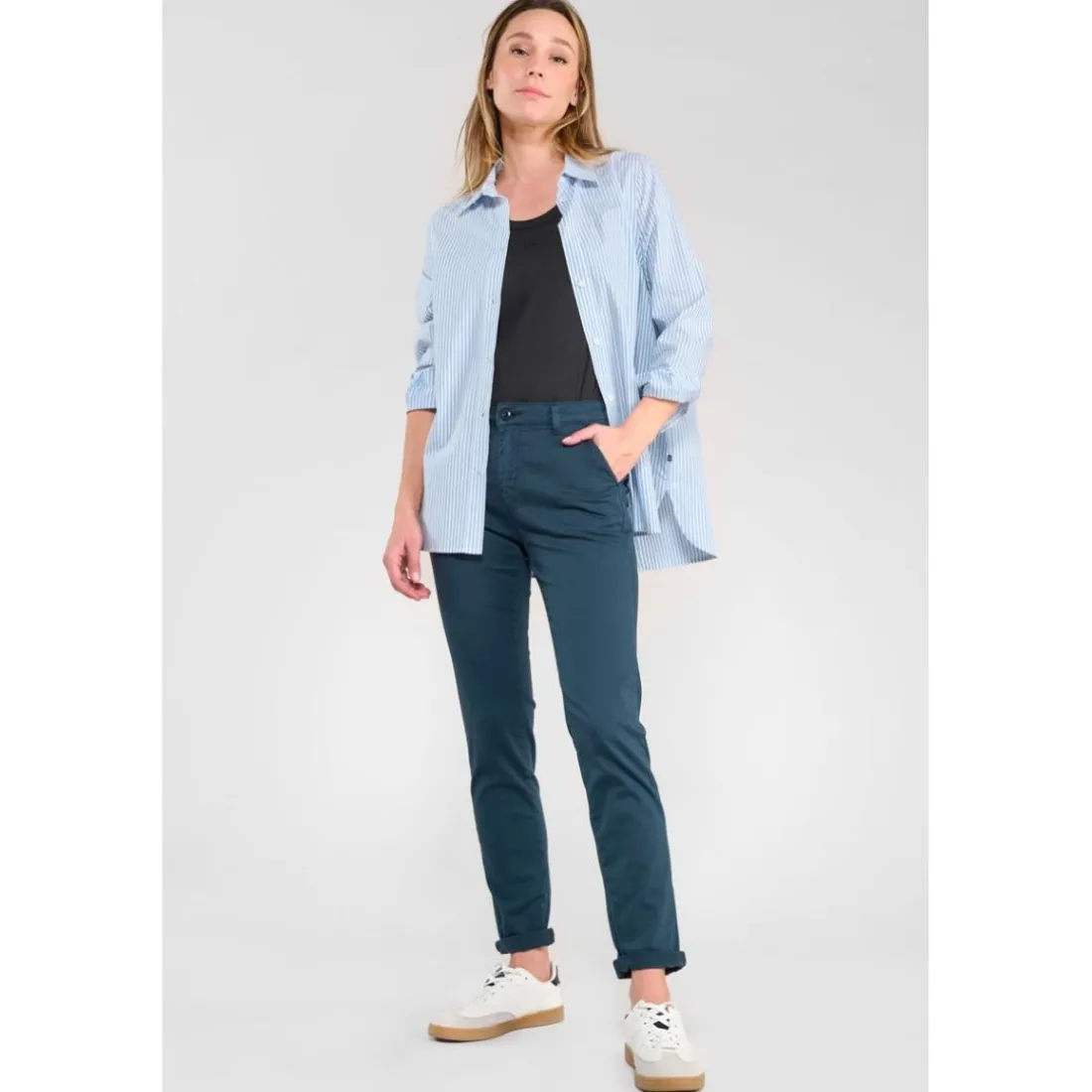 Pantalon chino DYLI 6 bleu Eva en coton