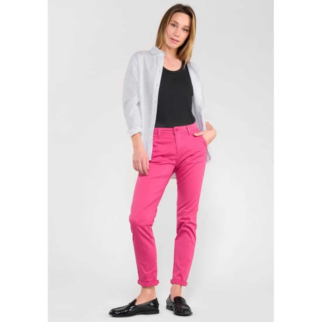 Pantalon chino DYLI 6 rose Jade en coton