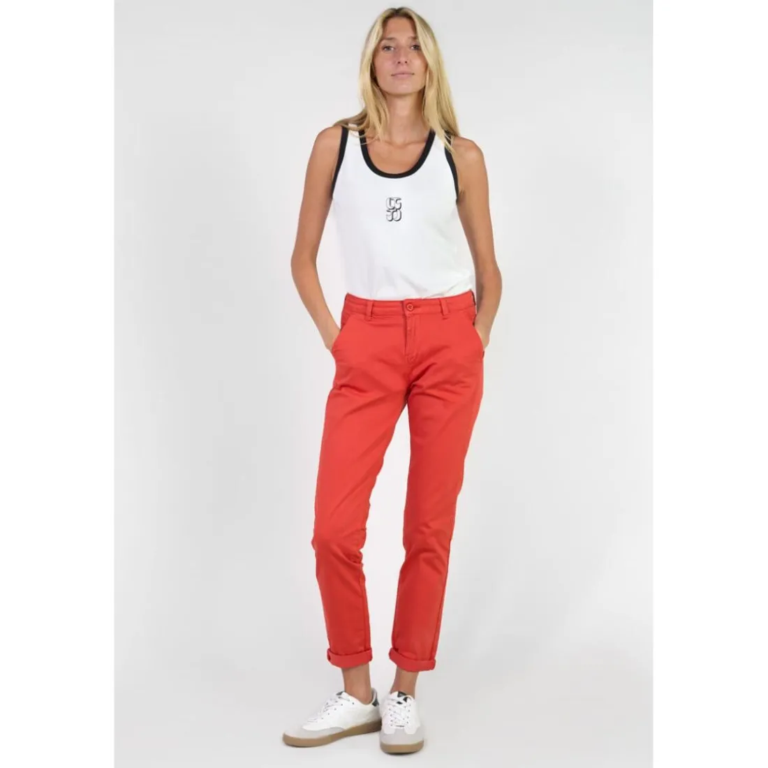 Pantalon chino DYLI 7 rouge Daisy