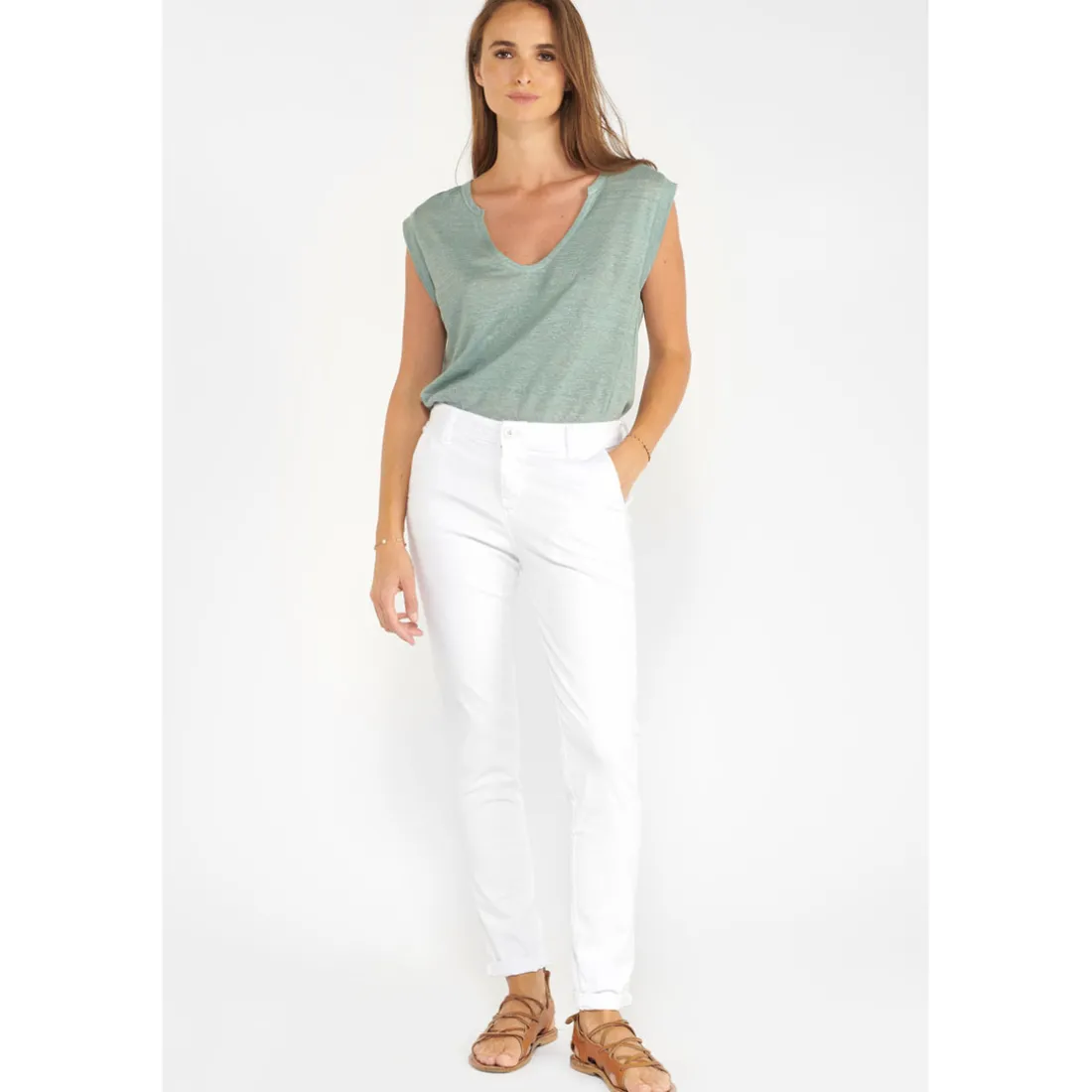 Pantalon chino DYLI blanc Ruby