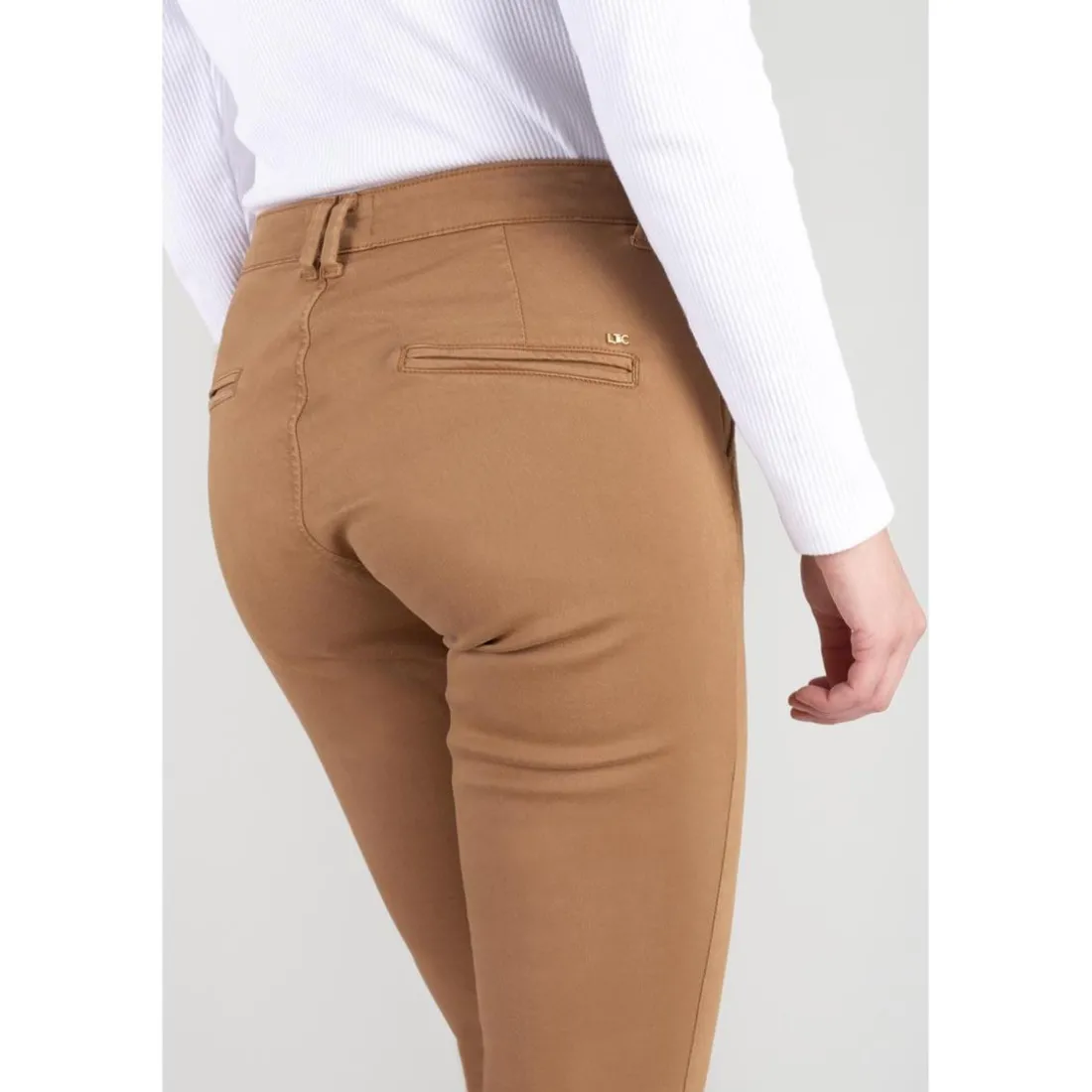 Pantalon chino Dyli4 cappuccino blanc en coton