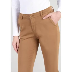 Pantalon chino Dyli4 cappuccino blanc en coton