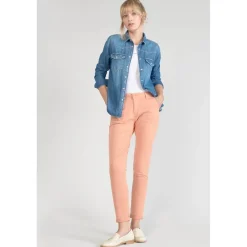 Pantalon chino Dyli3 pêche blanc en coton