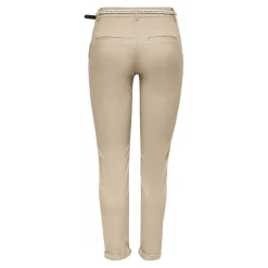 Pantalon chino fermeture par ceinture taille moyenne beige en coton Ria