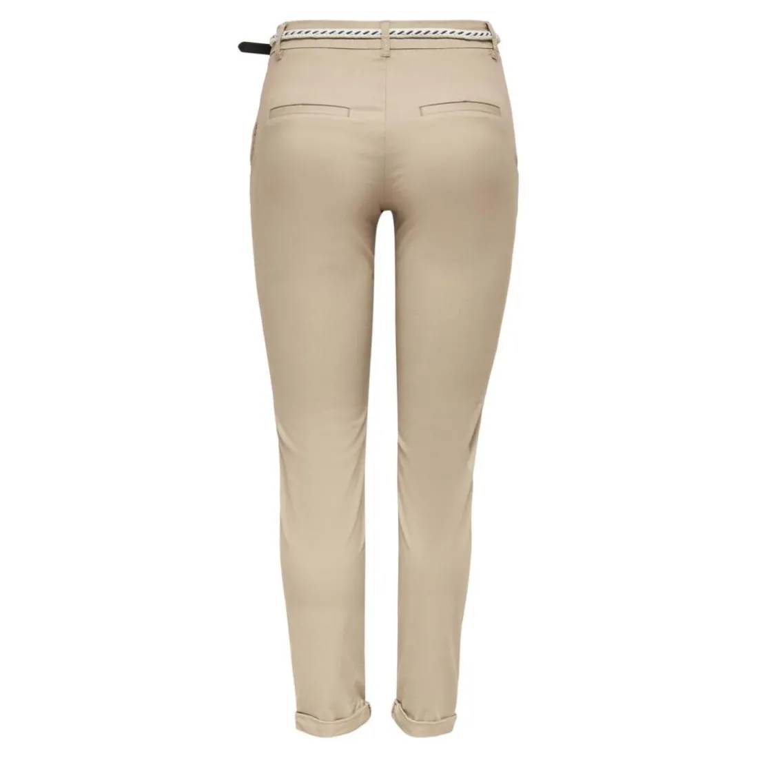 Pantalon chino fermeture par ceinture taille moyenne beige en coton Ria