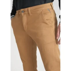 Pantalon chino Jogg Kurt camel blanc en coton