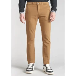 Pantalon chino Jogg Kurt camel blanc en coton