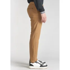 Pantalon chino Jogg Kurt camel blanc en coton