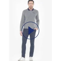 Pantalon chino Jogg Kurt marine blanc en coton