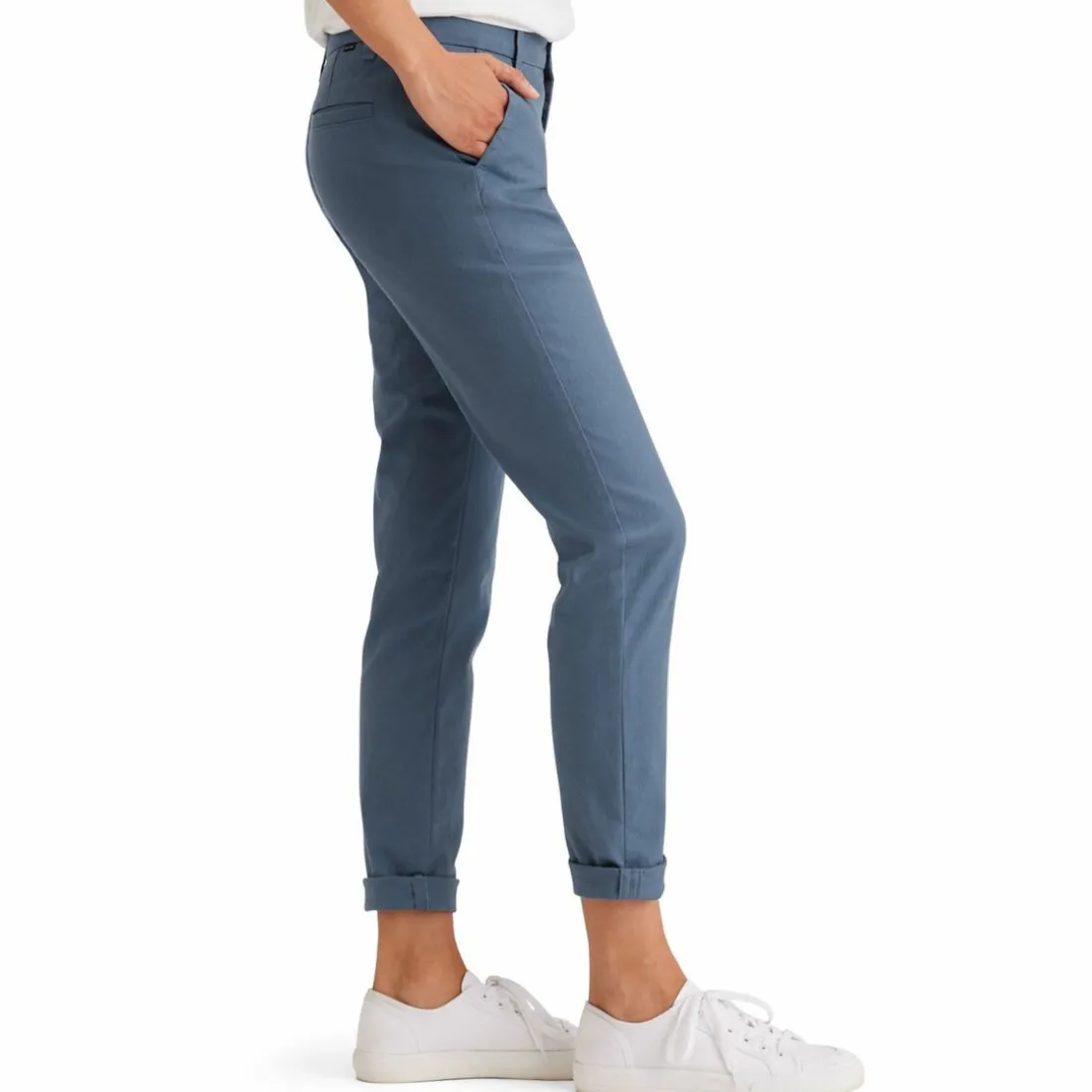 Pantalon chino slim cheville bleu indigo en coton