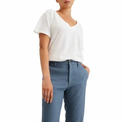 Pantalon chino slim cheville bleu indigo en coton