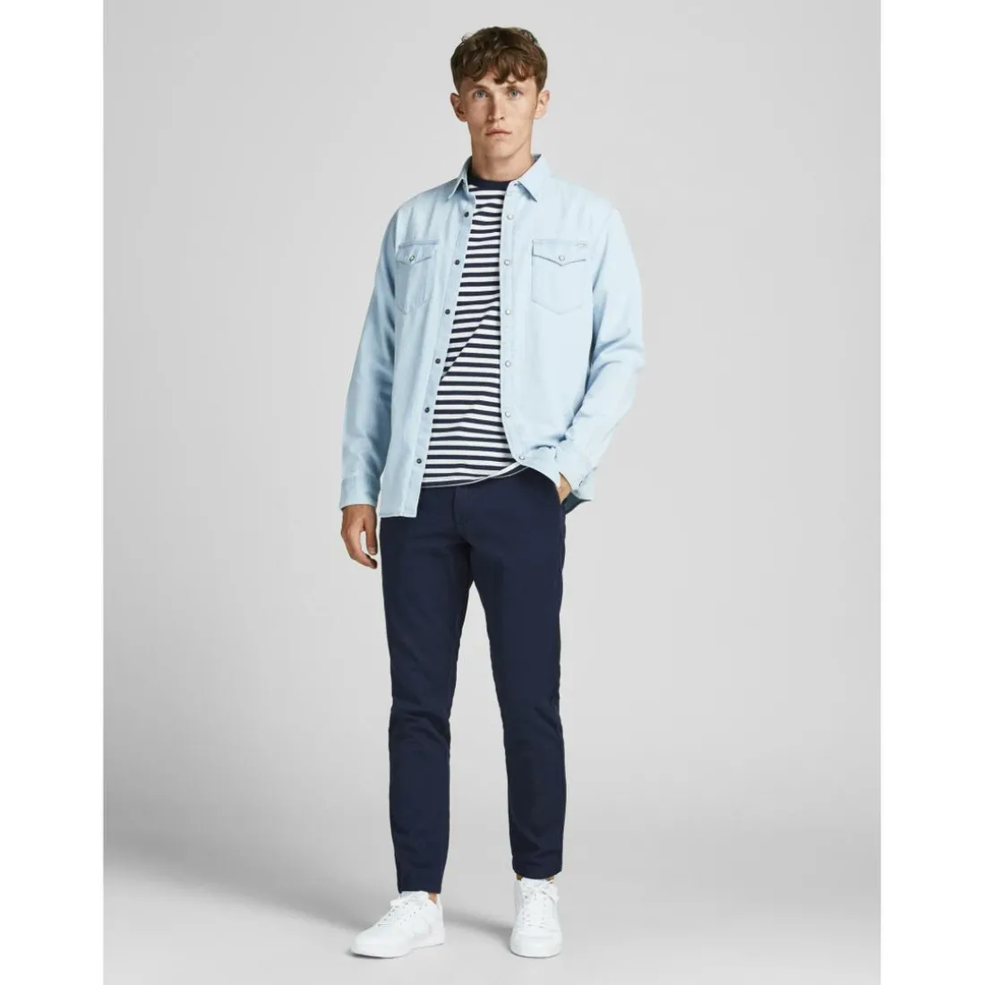 Pantalon chino Slim Fit Bleu Marine en coton Nick