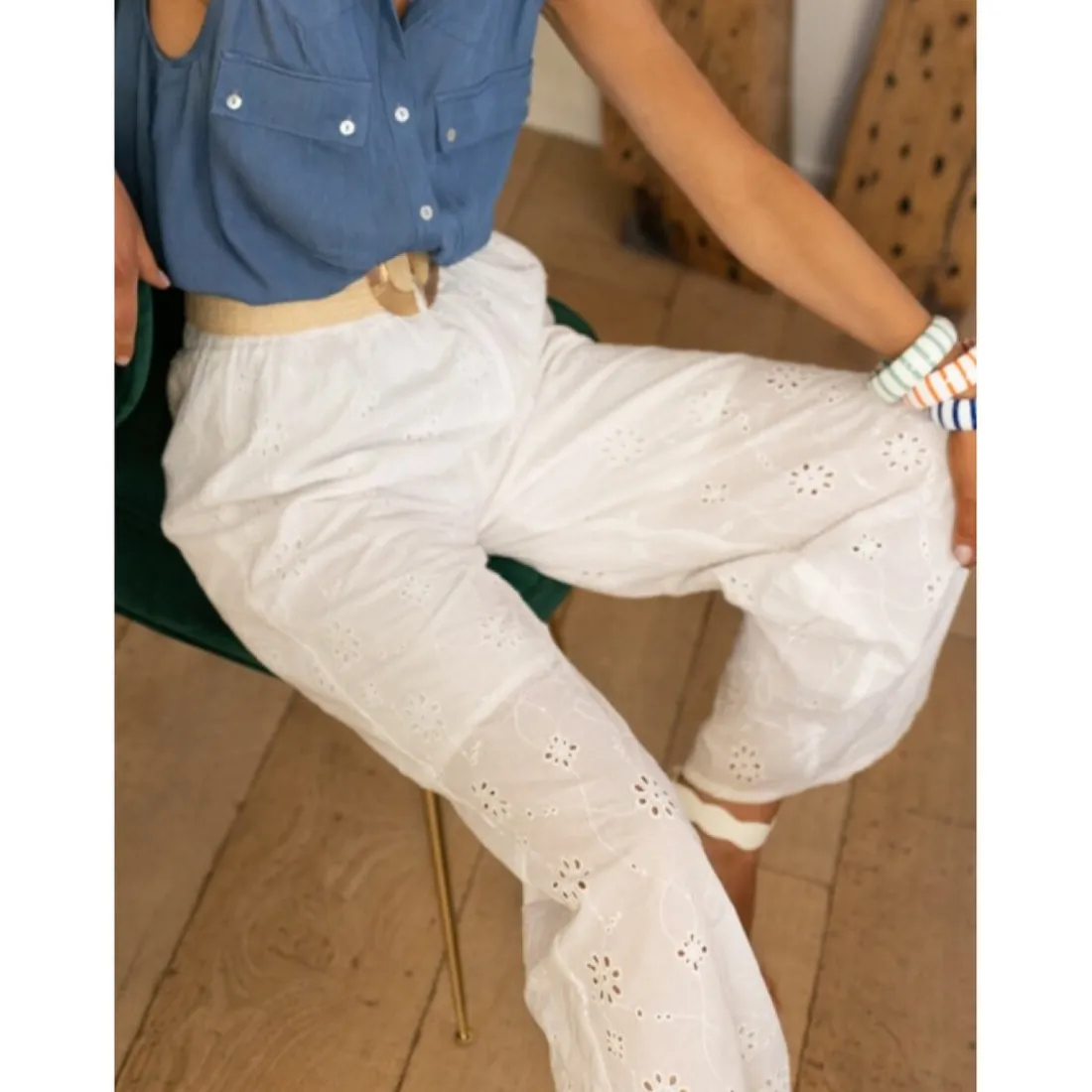 Pantalon Clarisse blanc en coton