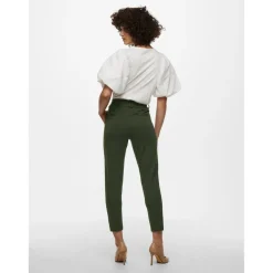 Pantalon Cordon d'attache vert en viscose Rose
