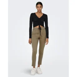 Pantalon Cordon d'attache vert en viscose Xena
