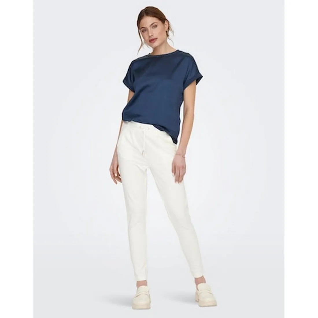 Pantalon Cordon d'attache blanc en viscose