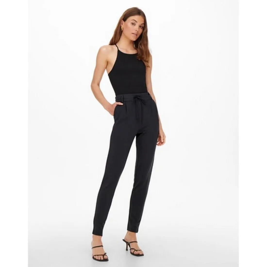 Pantalon Cordon d'attache bleu en viscose Elise