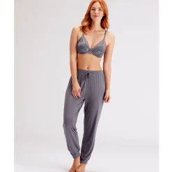 Pantalon de détente gris en coton