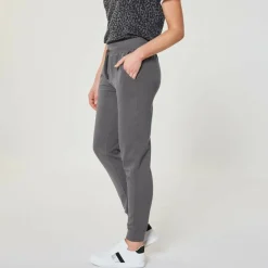 Pantalon de jogging en molleton côtelé à la taille gris