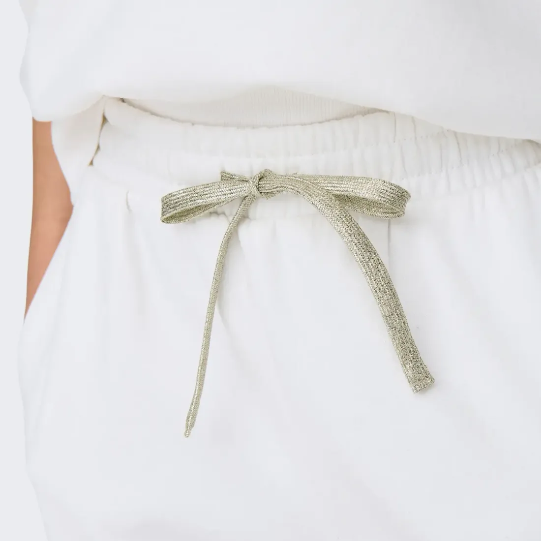 Pantalon decontracté Noomi - Blanc cassé/ Coeur doré en coton Elsie