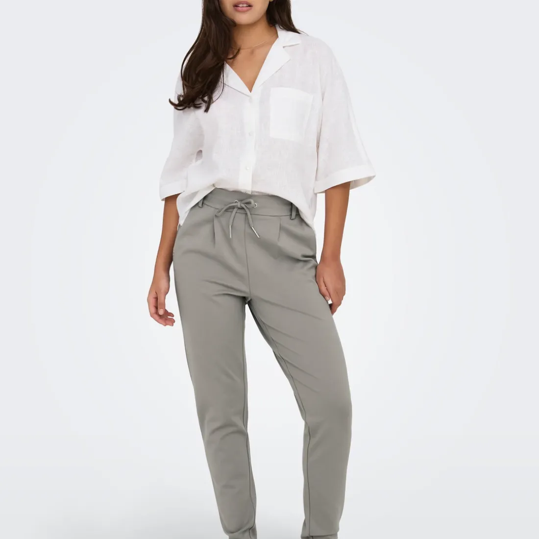 Pantalon decontracté ONLPOPTRASH - Gris en viscose Aria