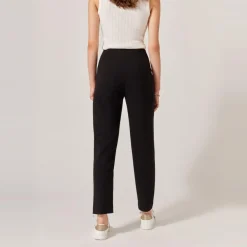 Pantalon droit a pinces noir