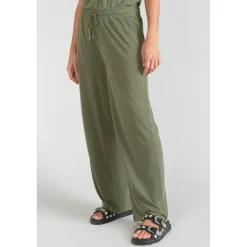 Pantalon droit JUDI vert en coton modal