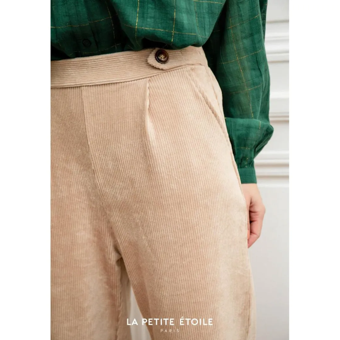 Pantalon Droit NAVAN beige en coton